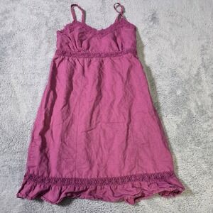 Converse One Star Womens Medium Sundress Purple Linen Blend Crochet Lace Boho